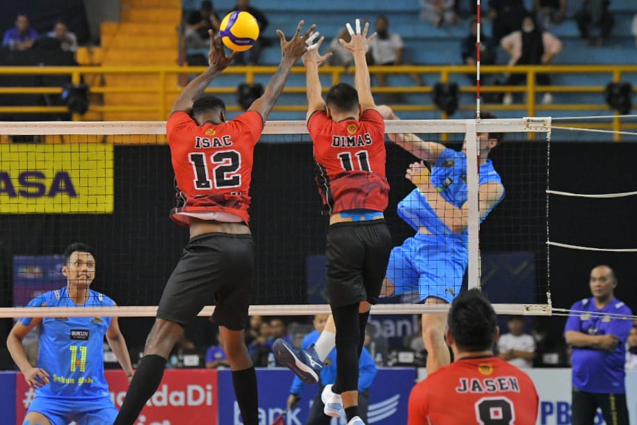 Tim pendatang baru di Proliga 2023, Jakarta STIN BIN memblok smas dan melangkah dengan hasil maksimal pada laga pertama, Kamis (6/1/2023)