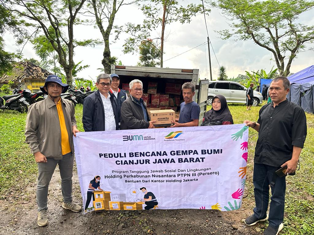Bantuan dari PTPN Group untuk korban gempa di Ciianjur