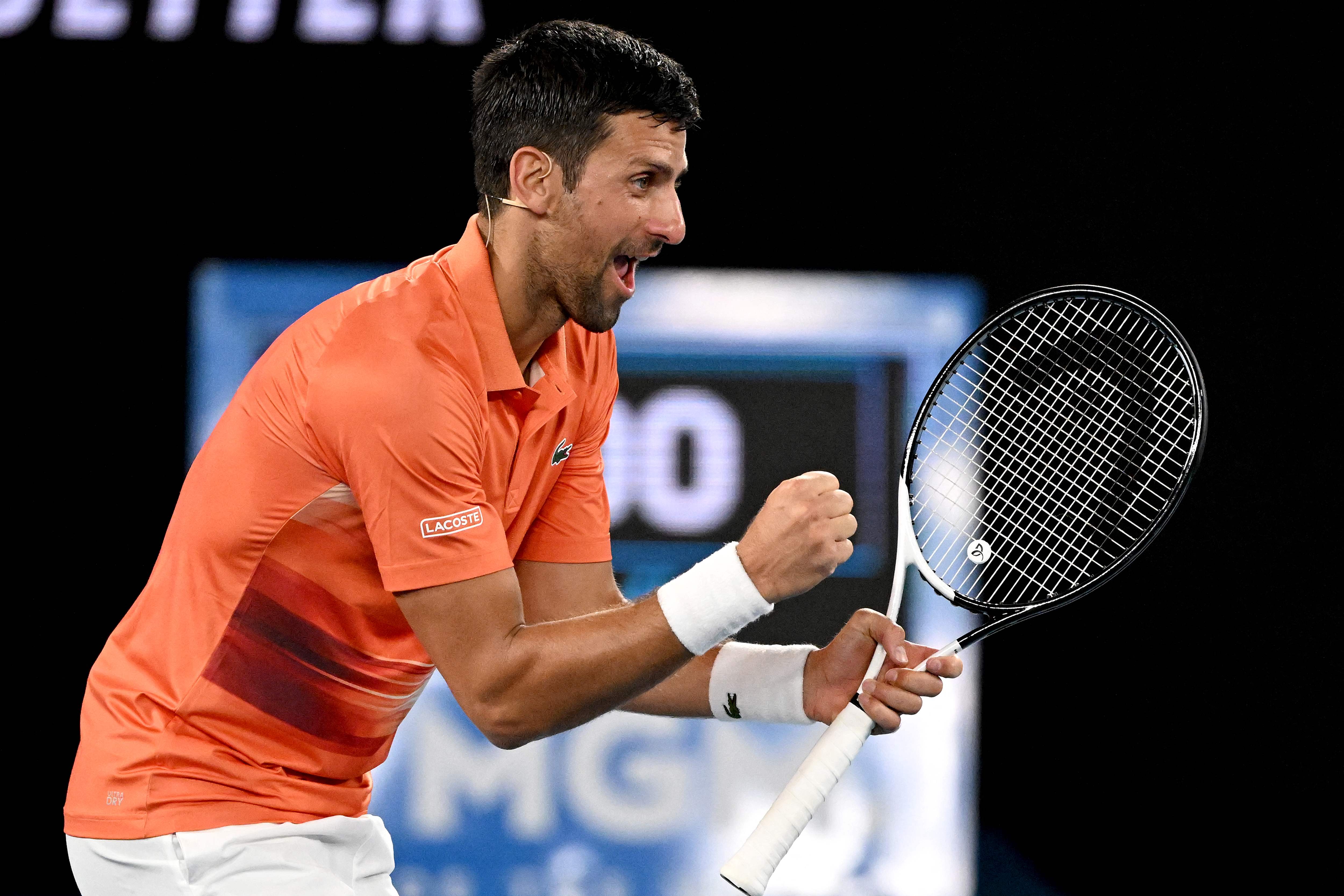 Ekspresi petenis asal Serbia Novak Djokovic.