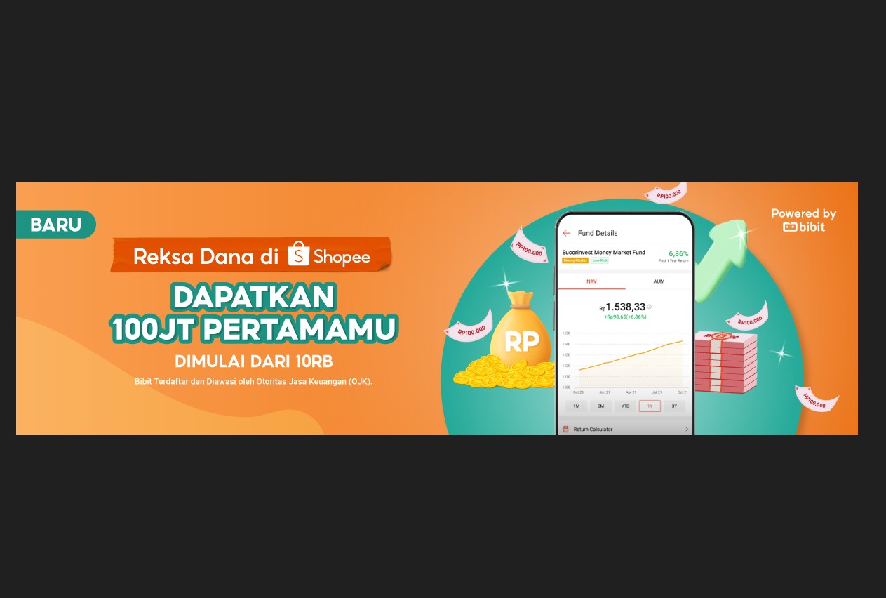 Kerja sama antara Shopee dan Bibit menghadirkan investasi reksa dana