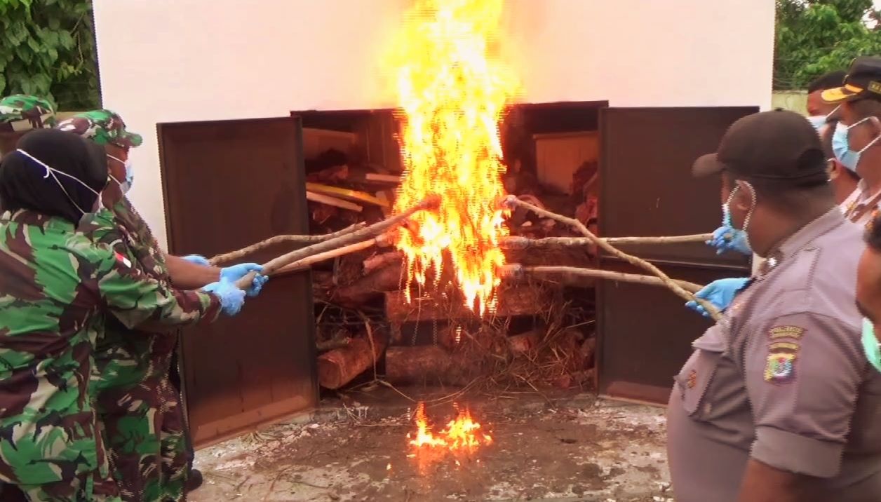 Balai Karantina Pertanian Kupang, NTT, memusnahkan 12 daging celeng dari Sulawesi Tenggara, Selasa (31/1). 