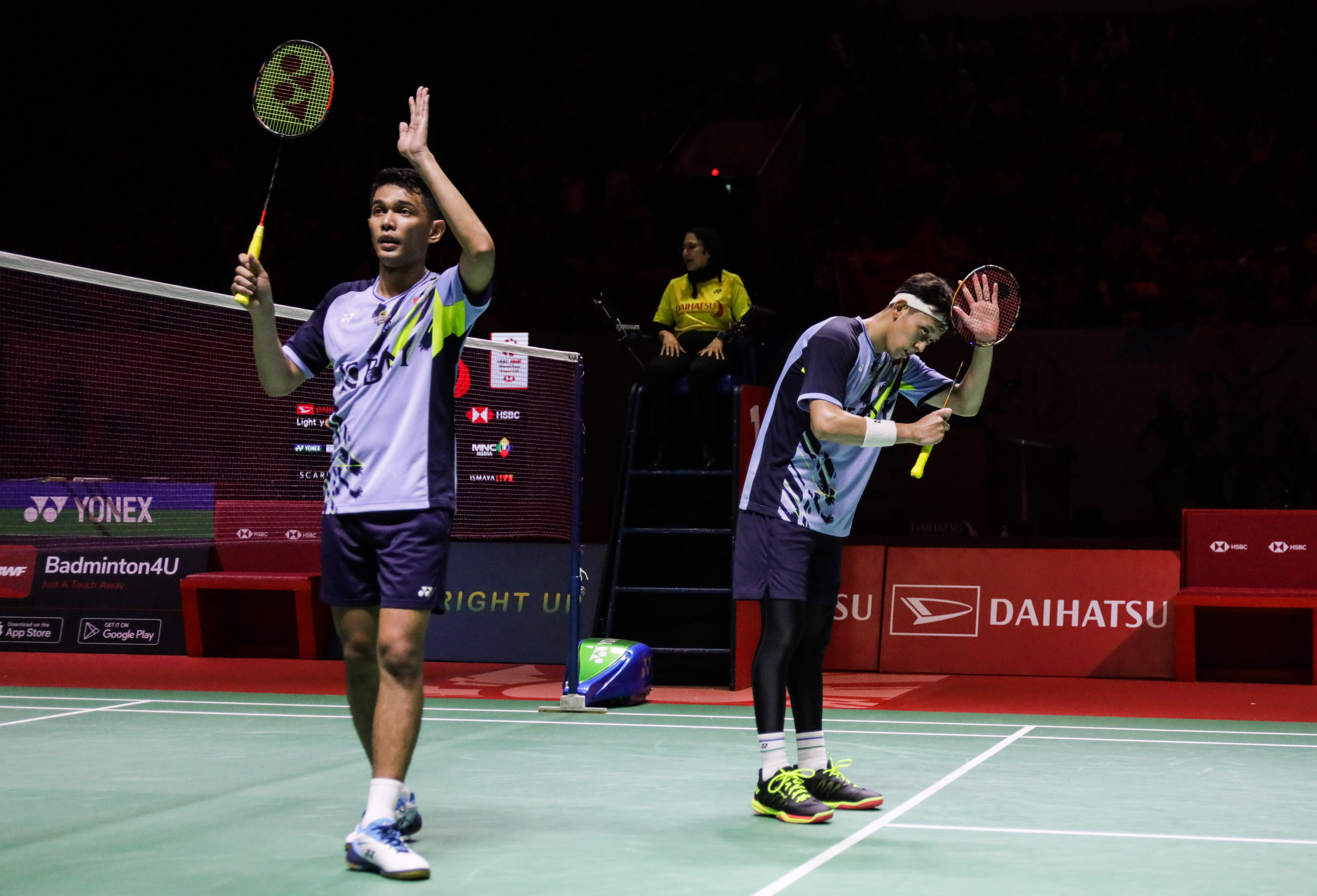 Pebulu tangkis ganda putra Indonesia Fajar Alfian/Muhammad Rian Ardianto gagal mempertahankan gelar di Indonesia Masters 2023.