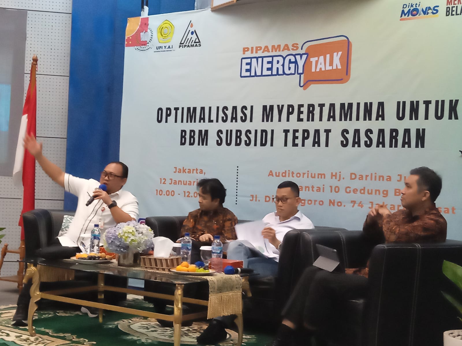 Diskusi bertajuk Optimalisasi MyPertamina untuk BBM Subsidi Tepat Sasaran, di Universitas Persada Indonesia YAI, Jakarta, Kamis (12/1).