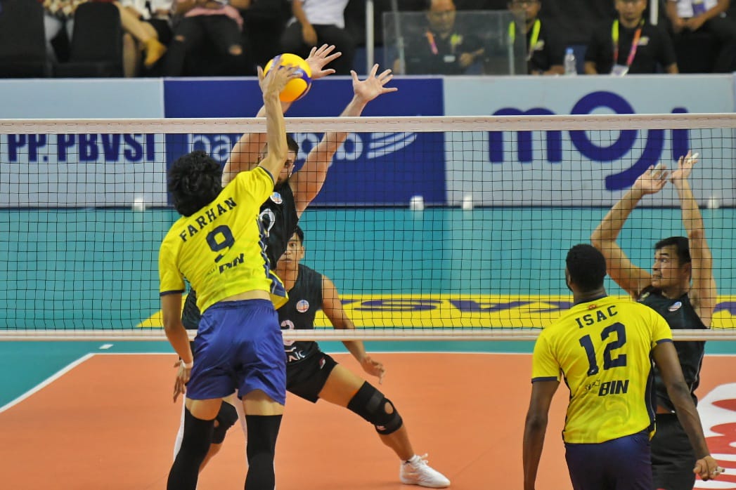 Tim voli putra Jakarta STIN BIN menang 3:0 atas Jakarta BNI 46 pada pertandingan keduanya di seri pertama Proliga 2023, Sabtu (7/1/2023)