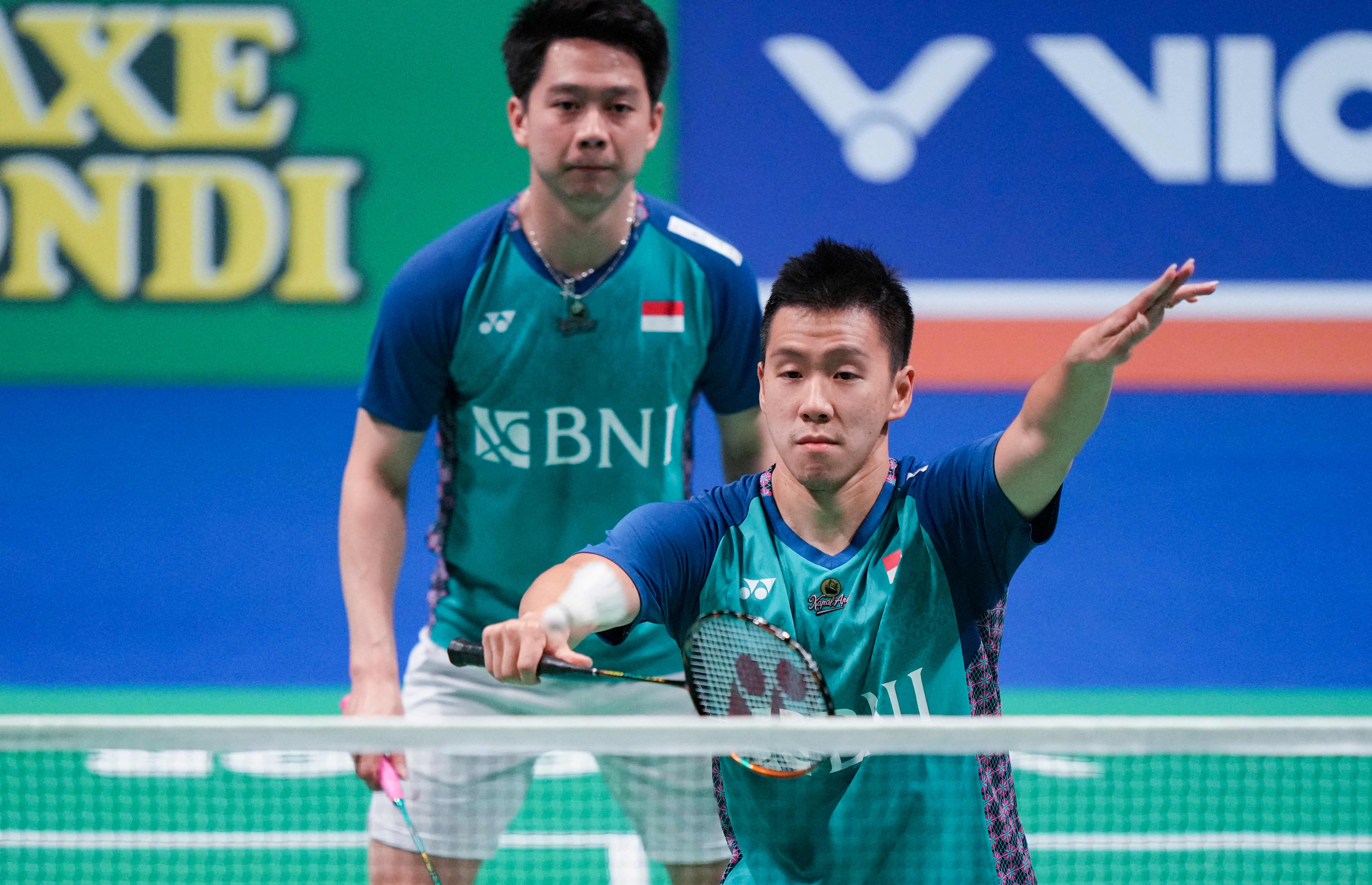 Kevin Sanjaya Sukamuljo (kiri) dan Marcus Fernaldi Gideon