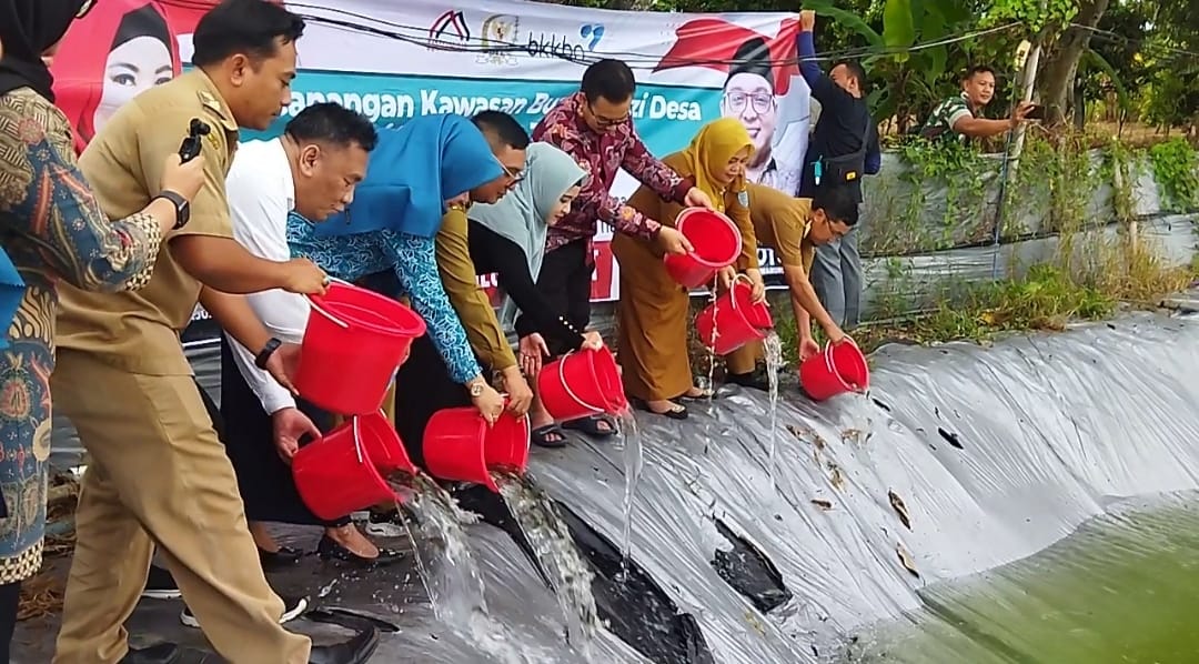 Kepala BKKBN Hasto Wardoyo menebar bibit ikan sebagai upaya penanganan stunting