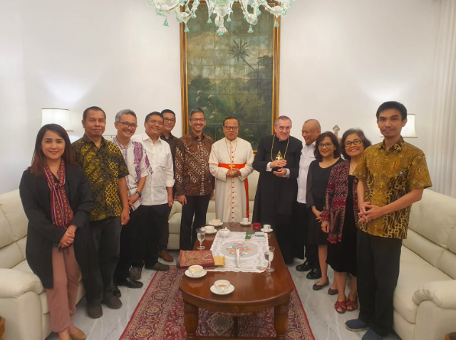 Dubes Vatikan saat menerima rombongan Paguyuban Wartawan Katolik Indonesia (PWKI) di Kedubes Vatikan Jakarta, Selasa (3/1).