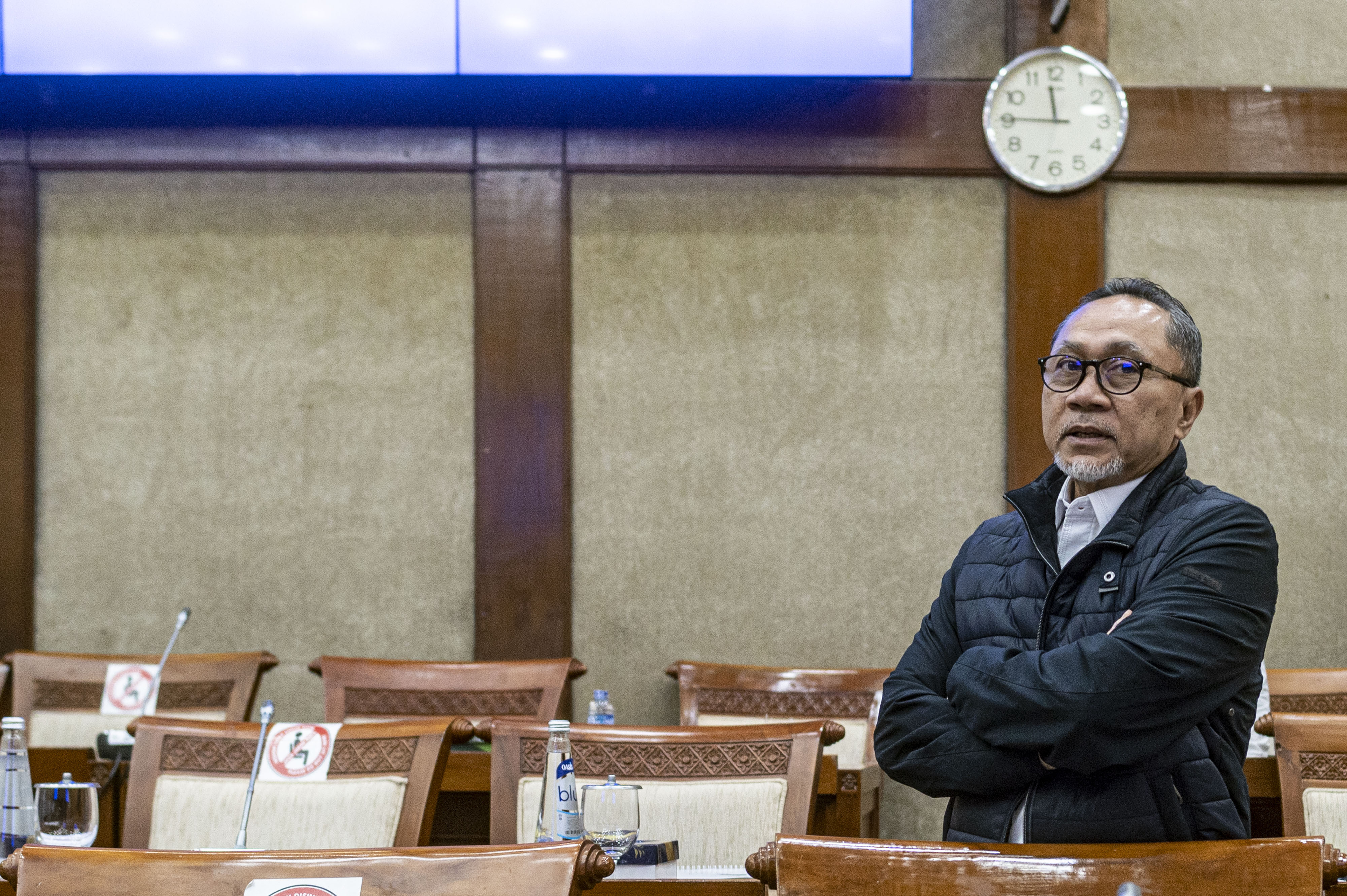 Menteri Perdagangan Zulkifli Hasan bersiap mengikuti rapat kerja dengan Komisi VI DPR.