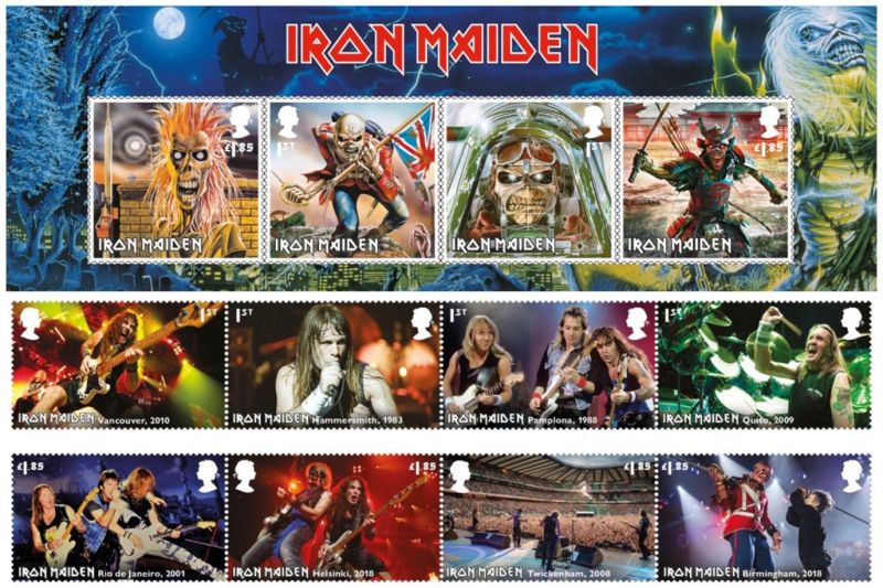  Prangko edisi band rock Iron Maiden yang dirilis oleh Royal Mail 