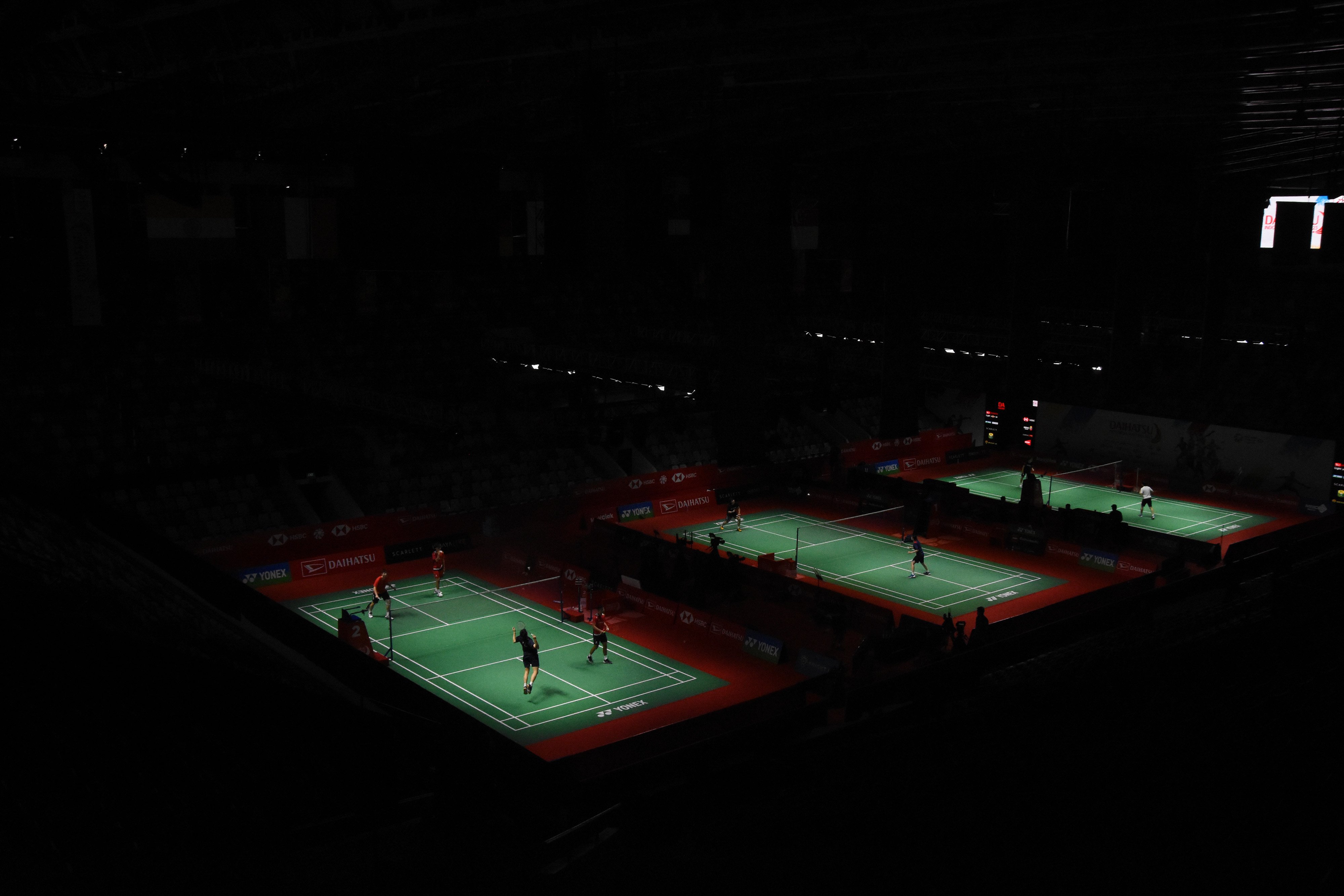Sejumlah pebulu tangkis berlatih menjelang turnamen Indonesia Masters 2023 di Istora Gelora Bung Karno, Jakarta, Senin (23/1). 