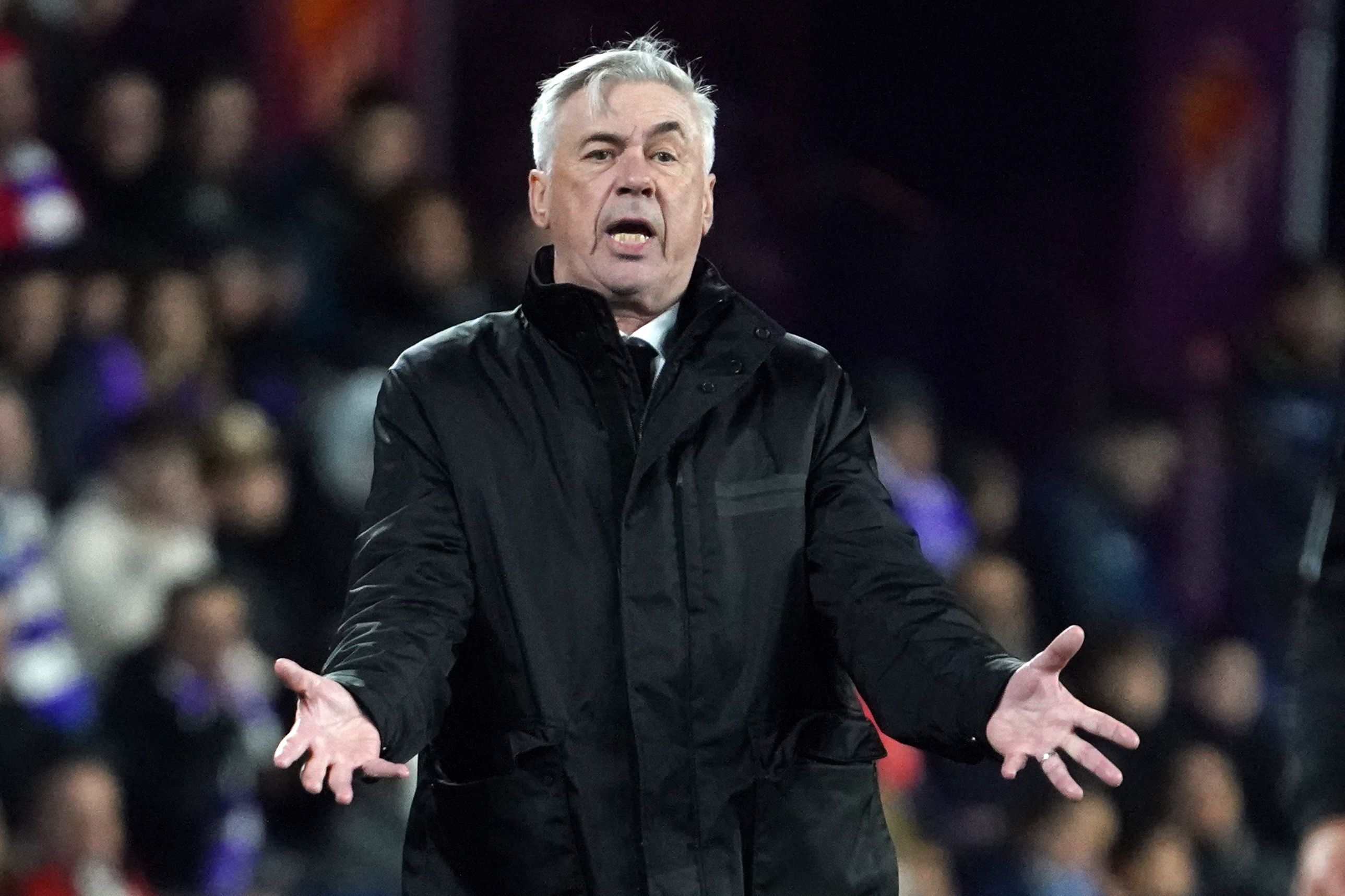 Reaksi pelatih Real Madrid Carlo Ancelotti.
