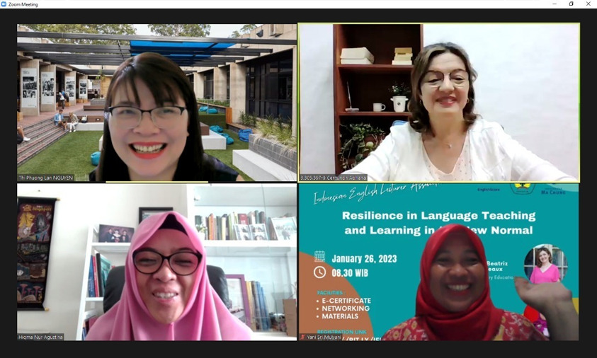 Webinar Internasional, yang mengusung tema “Resilience in Language Teaching and Learning”.