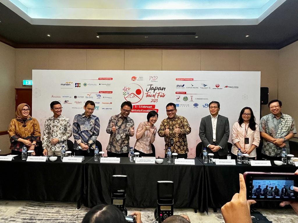 Konferensi pers Japan Travel Fair yang digelar di Mall Kota Kasablanka, Jakarta, Kamis (26/1).
