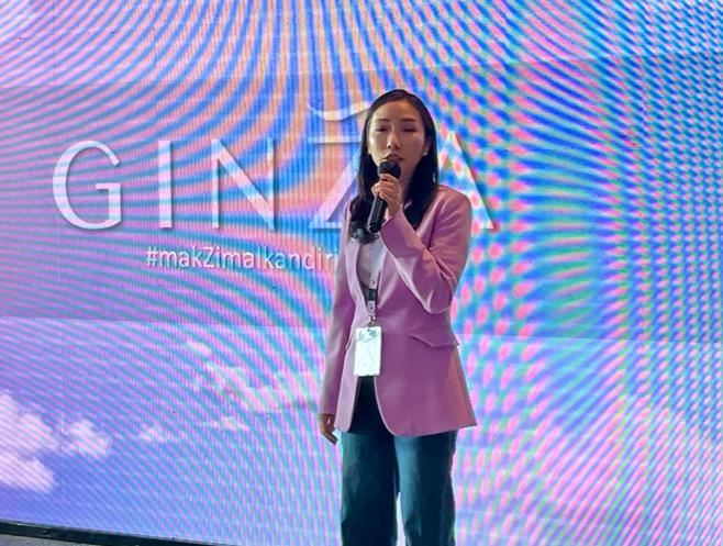 Founder Ginza, Olivia Regina. memberi penjelasaan saat launching produk rangkaian skincare dengan brand Ginza.
