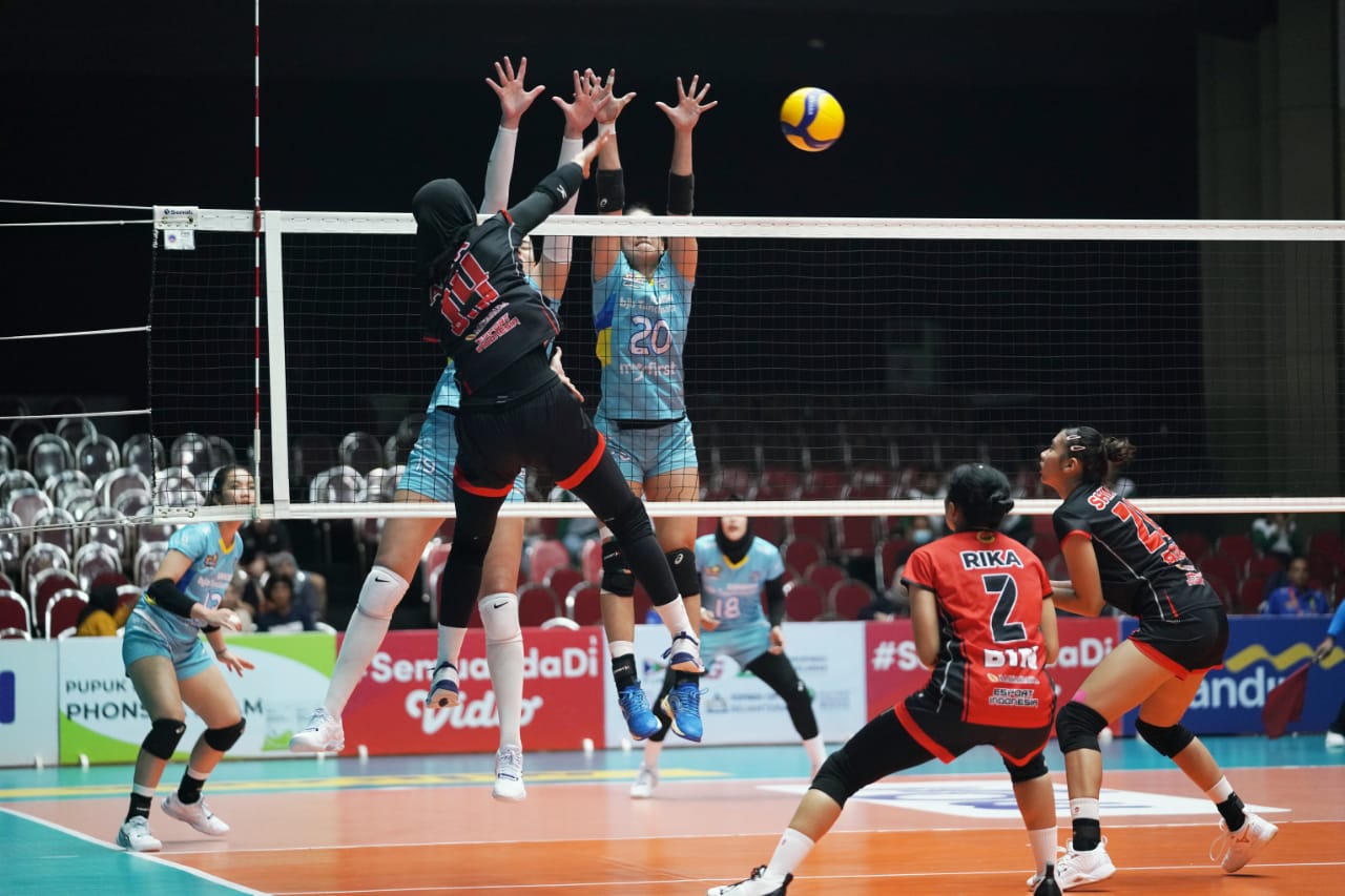 TIM voli putri Jakarta BIN sukses menumbangkan Bandung BJB Tandamata tiga set langsung di laga pekan pertama putaran kedua Proliga 2023 yang