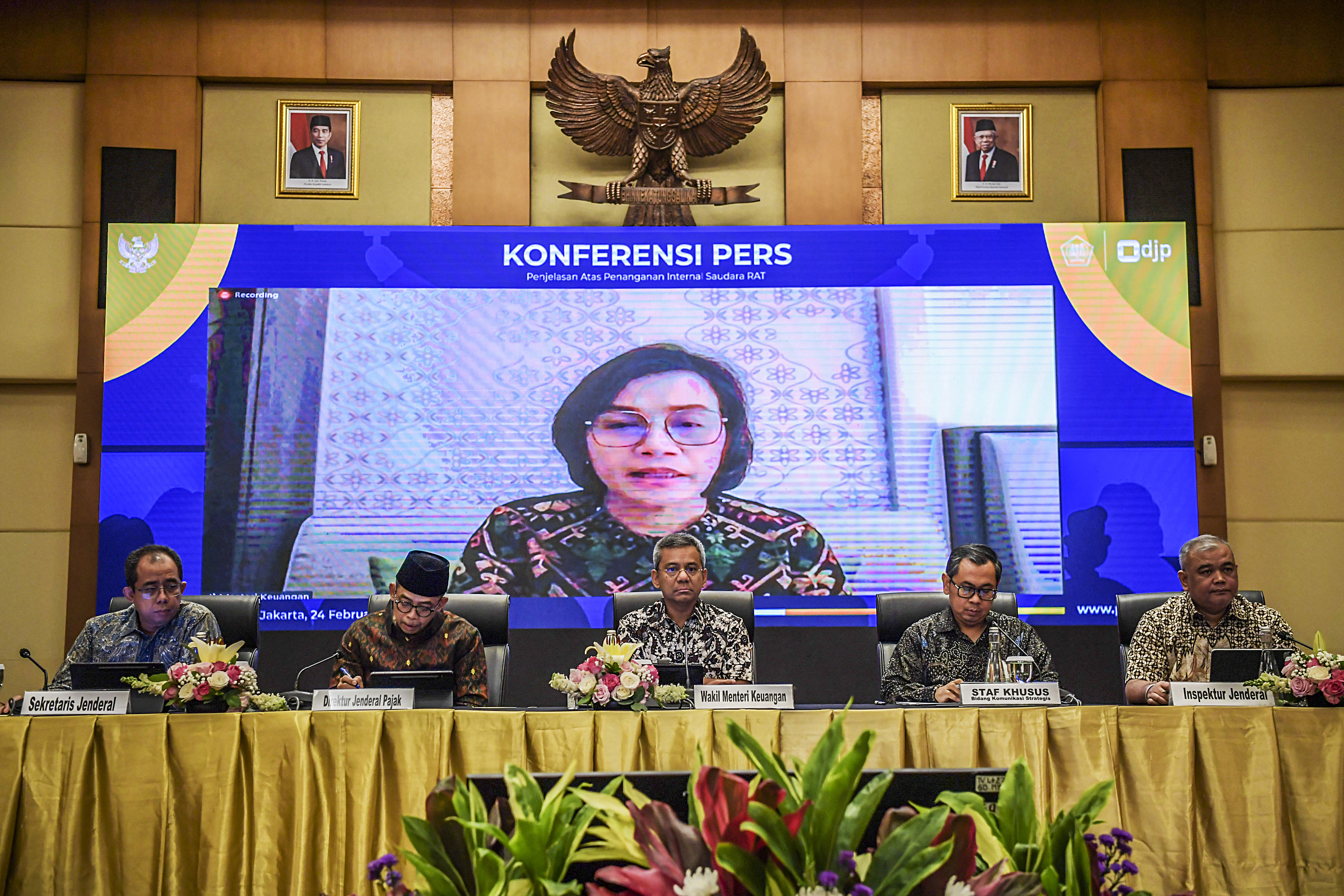 Menteri Keuangan Sri Mulyani memberikan keterangan pers terkait Rafael Alun Trisambodo.