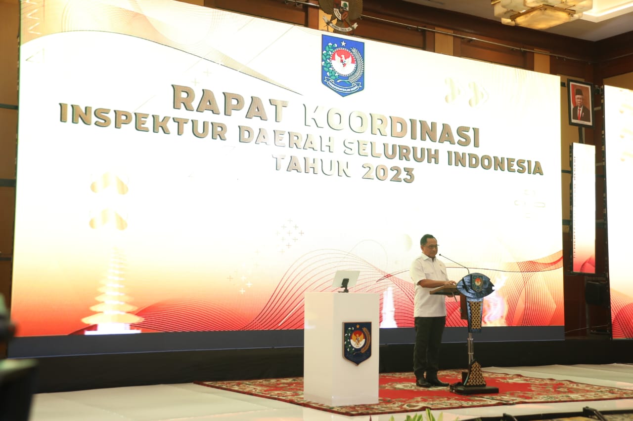 Mendagri Tito Karnavian saat memberikan arahan pada Rapat Koordinasi (Rakor) Inspektorat Daerah Seluruh Indonesia Tahun 2023