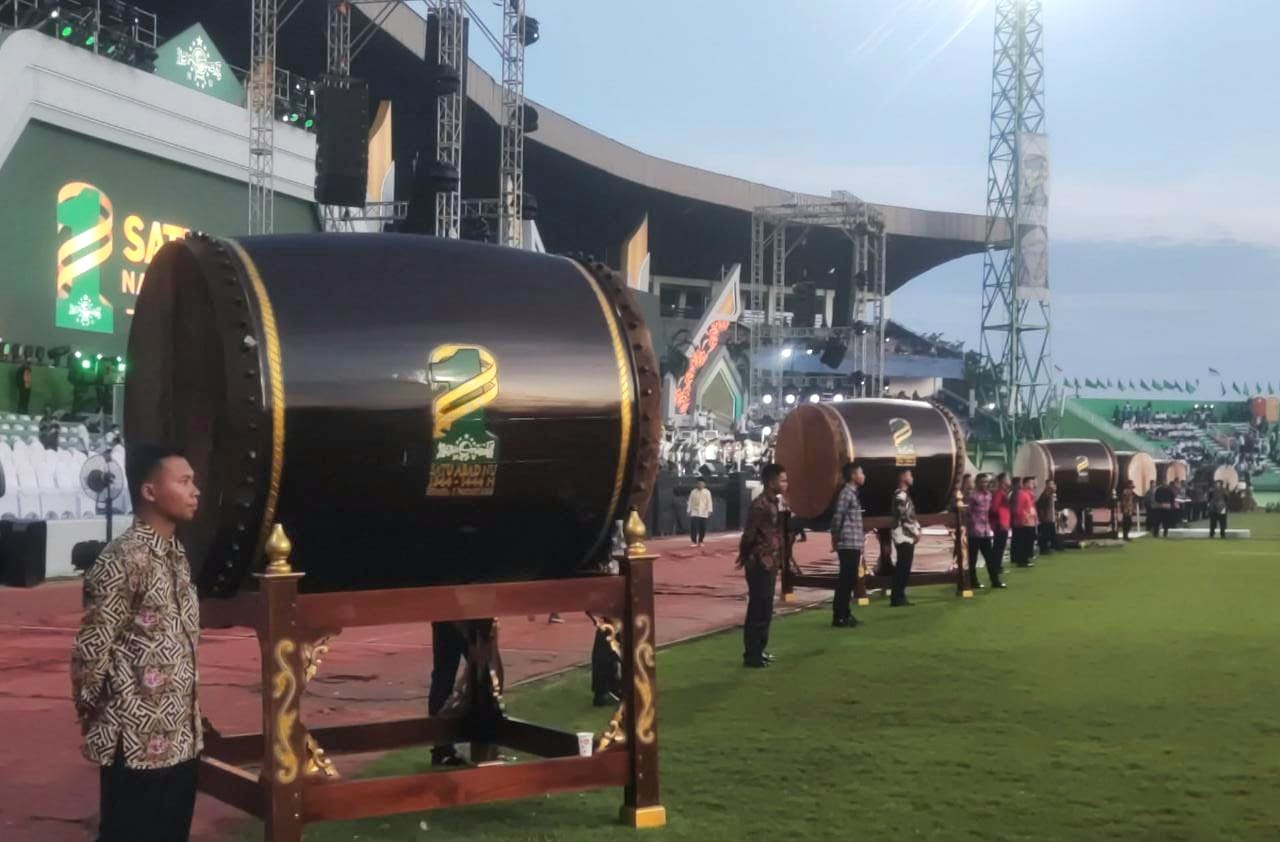 5 dari 9 bedug yang digunakan saat Harlah 1 Abad NU di Sidoarjo disebut panita hilang, Rabu (8/2/2023)