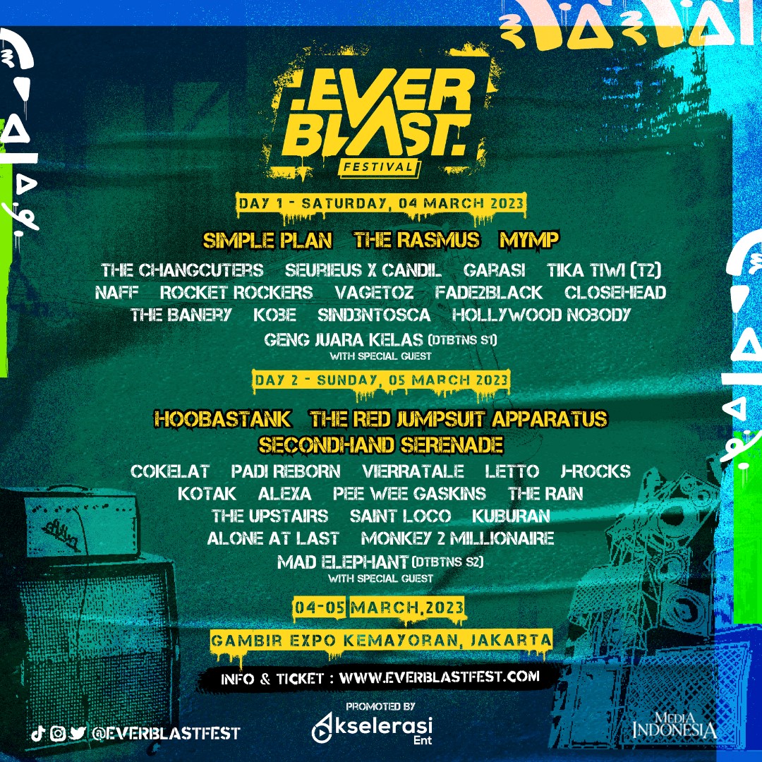  Everblast Festival akan digelar pada 4-5 Maret di Gambir Expo Kemayoran, Komplek JIEXPO Kemayoran, Jakarta Pusat. 