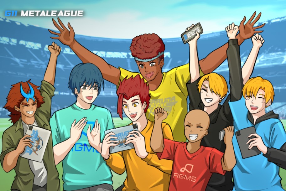 Ilustrasi karakter dari dalam komik web Garuda Eleven yang akan hadir juga dalam gim Garuda Eleven Metaleague.