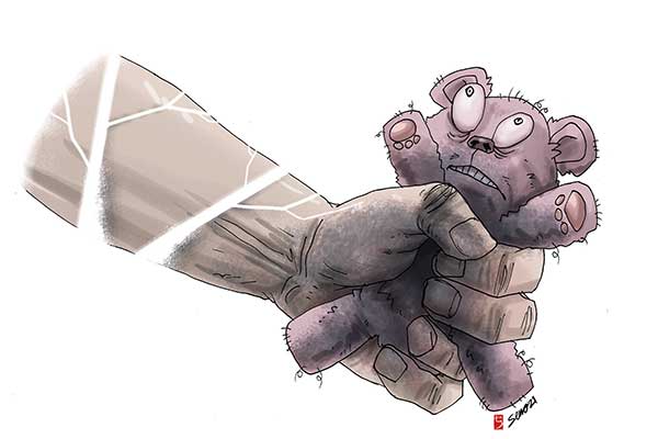 Ilustrasi kekerasan orang dewasa kepada anak.