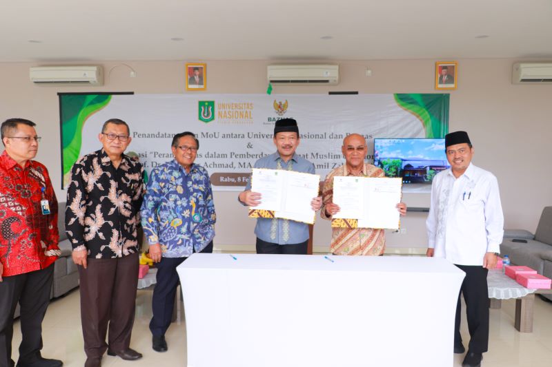 Penandatanganan MoU antara Unas dan Baznas terkait kerjasama Tri Dharma Perguruan Tinggi, Rabu (8/2/2023)