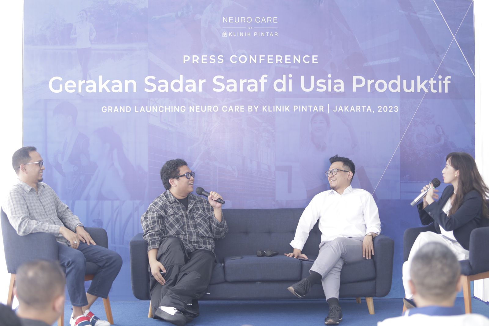 Konferensi pers 'Gerakan Sadar Saraf di Usia Produktif' di Jakarta, Rabu (8/2).