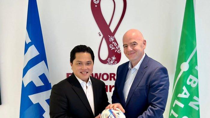Erick Thohir bertemu Presiden FIFA Gianni Infantino di Doha, Qatar pada Rabu (5/10/2022).   
