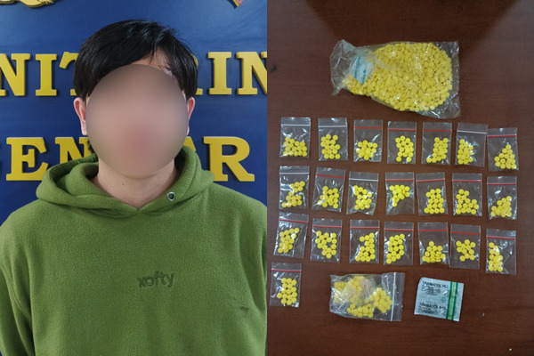 Tersangka pengedar obat terlarang yang ditangkap Polresta Manado dan barang buktinya
