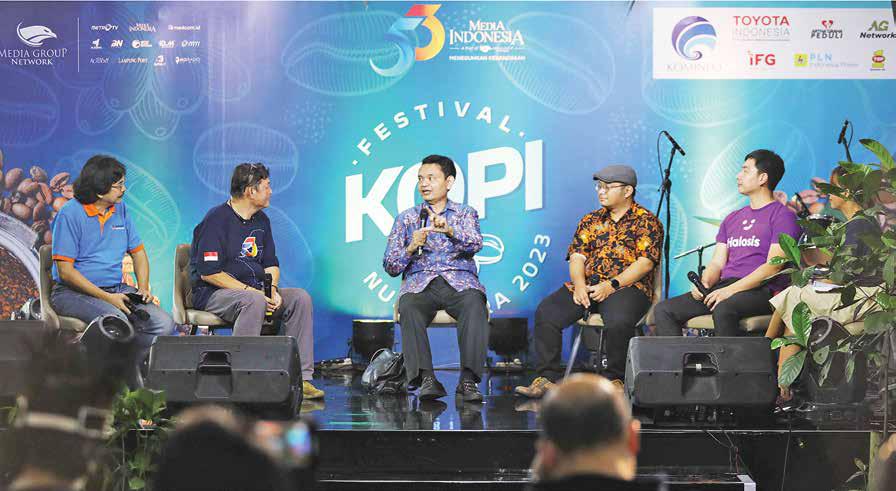 saat talkshow dalam rangkaian Festival Kopi Nusantara 2023 di Kompleks Media Group Network, Kedoya, Jakarta, kemarin