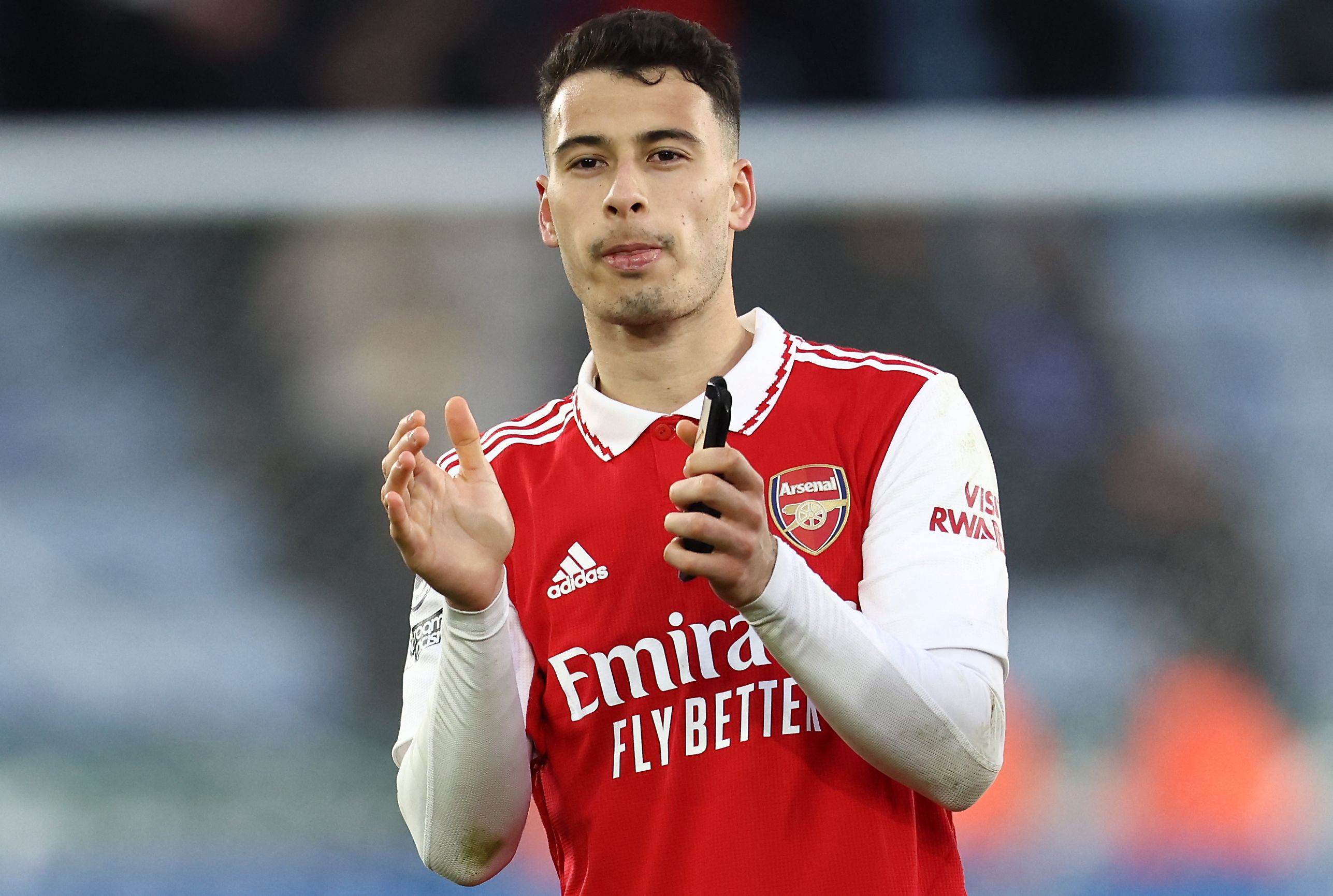 Gabriel Martinelli mencetak gol tunggal kemenangan 1-0 Arsenal atas Leicester City dalam lanjutan Liga Primer Inggris, Sabtu (25/2). 