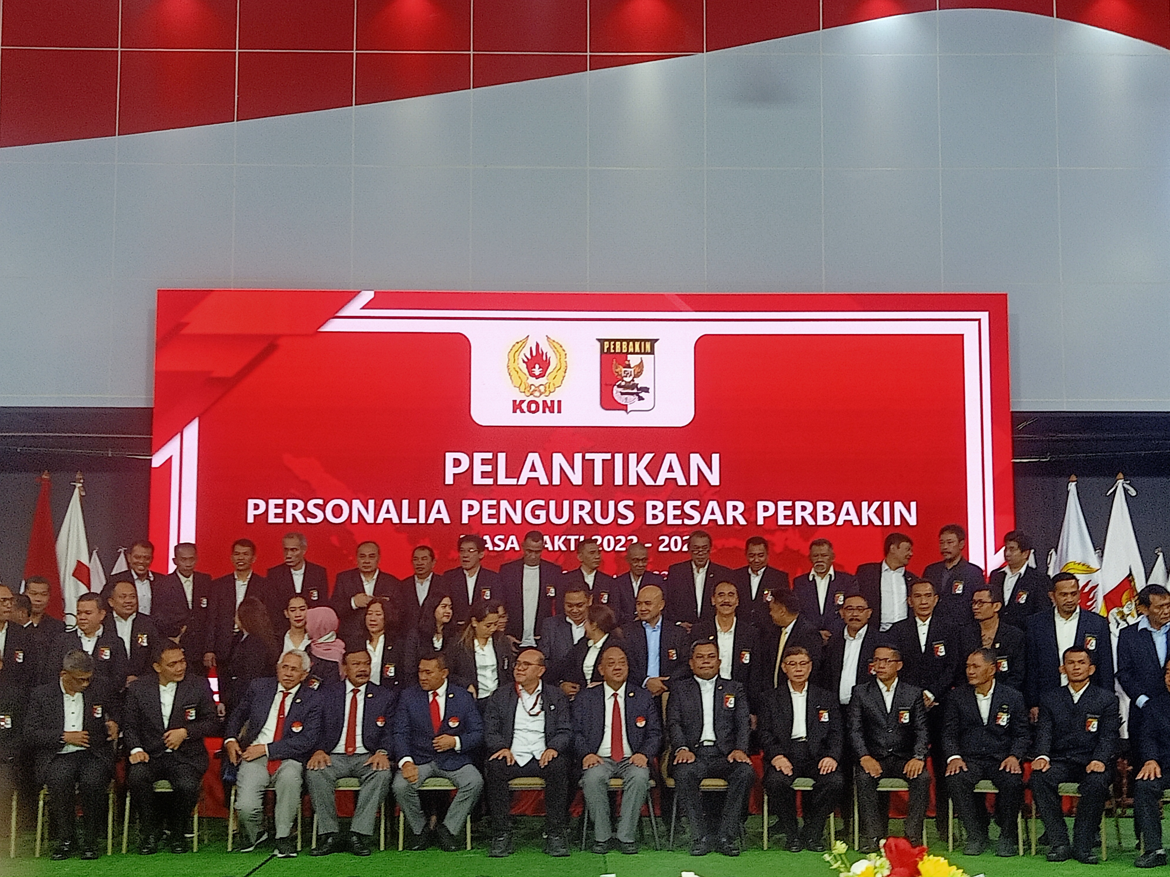 Pelantikan pengurus Perbakin 2022-2026 di Lapangan Tembak, Senayan, Jakarta, Kamis (16/2).