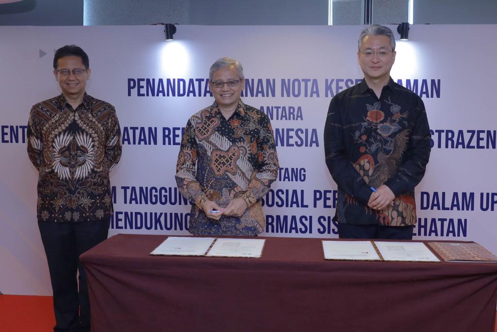 Acara penandatangan MoU antara Kemenkes dan PT. AstraZeneca Indonesia di JS Luwansa, Jakarta, Selasa (21/2).