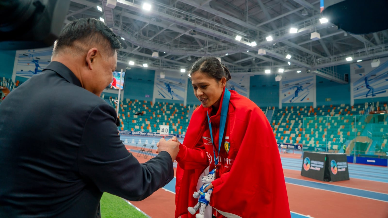 Atlet lari asal Muba, Sri Maya Sari di ajang 10th Asian Indoor Athletics Championships, 10 - 12 Februari 2023 di Kazakhstan.