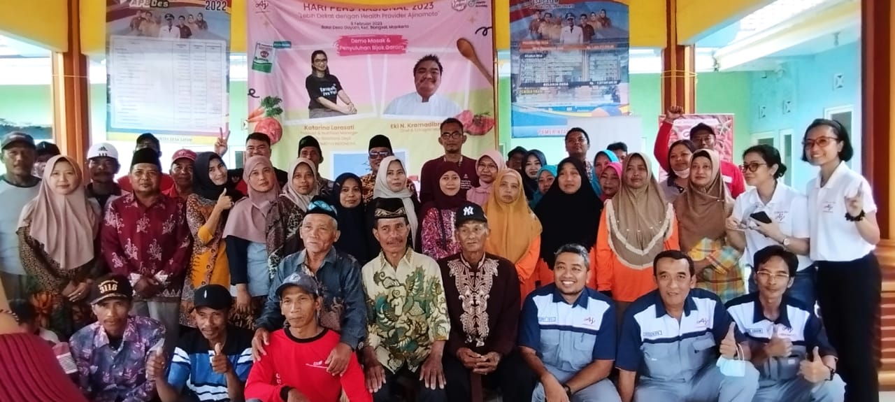 Ajinomoto memberi edukasi kesehatan mengenai makakan bergizi seimbang untuk masyarakat Mojokerto, Jawa Timur.