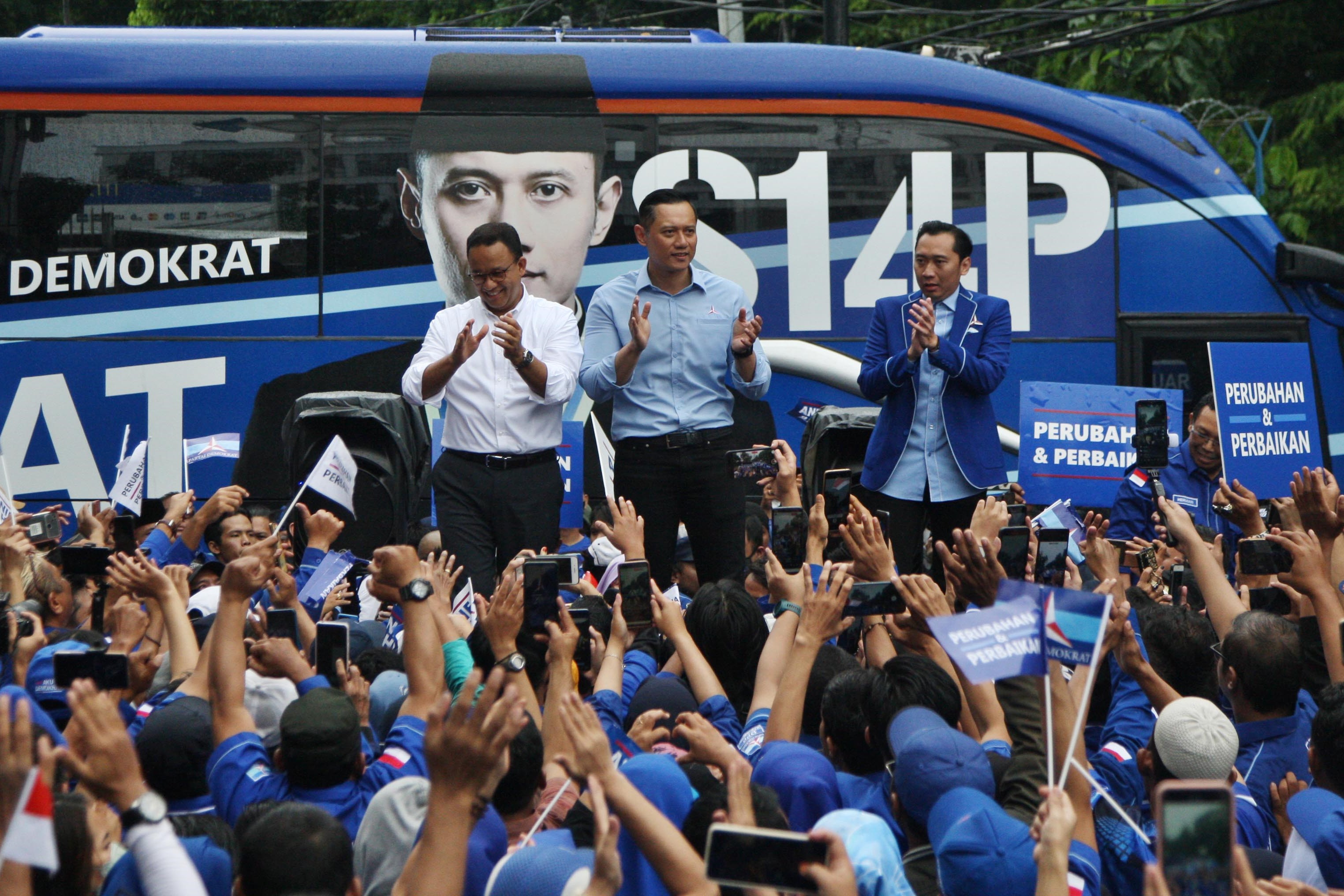 Anies Baswedan dan AHY di kantor DPP Demokrat, Kamis (2/3).