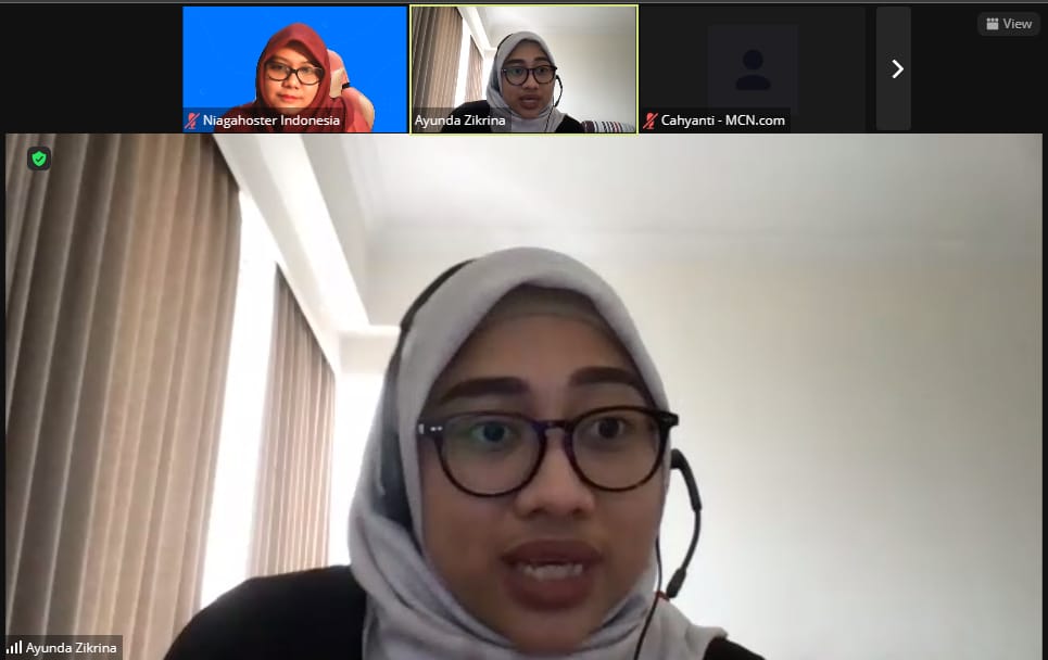 Ayunda Zikrina, Head of Brand and Communication Team Niagahoster saat acara Media Meetup Online Niagahoster, baru-baru ini.