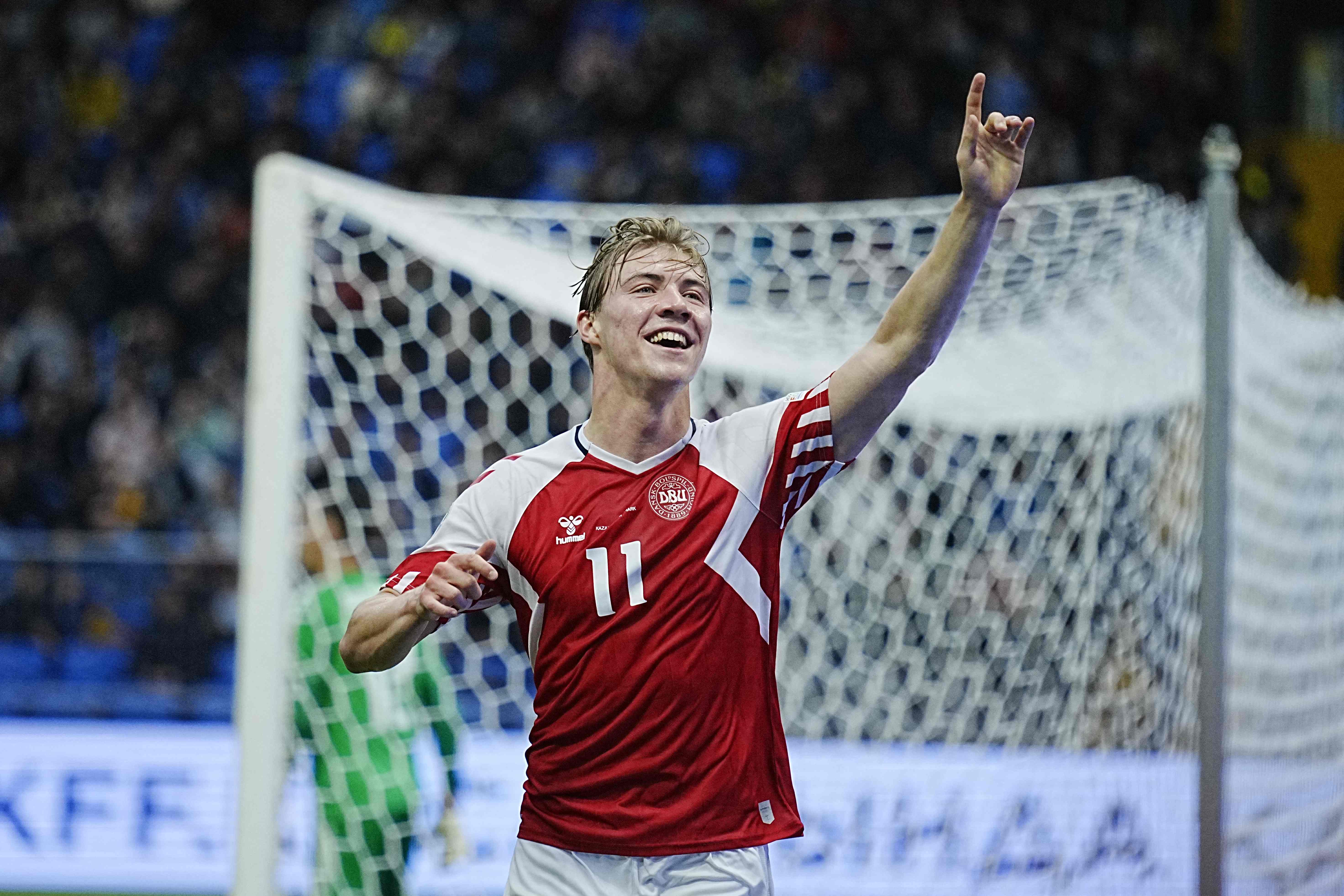 Striker timnas Denmark Rasmus Winter Hojlund.