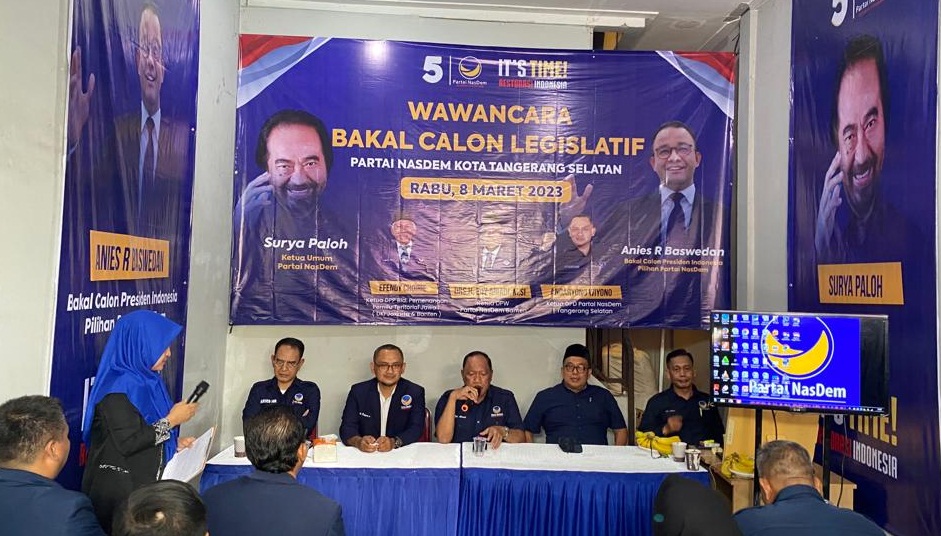 Seleksi bakal calon legislatif (bacaleg) oleh DPD NasDem Tangsel, Banten. 