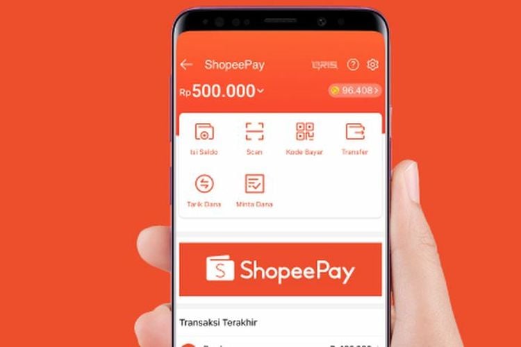 Aplikasi ShopeePay pada layar telepon seluler.