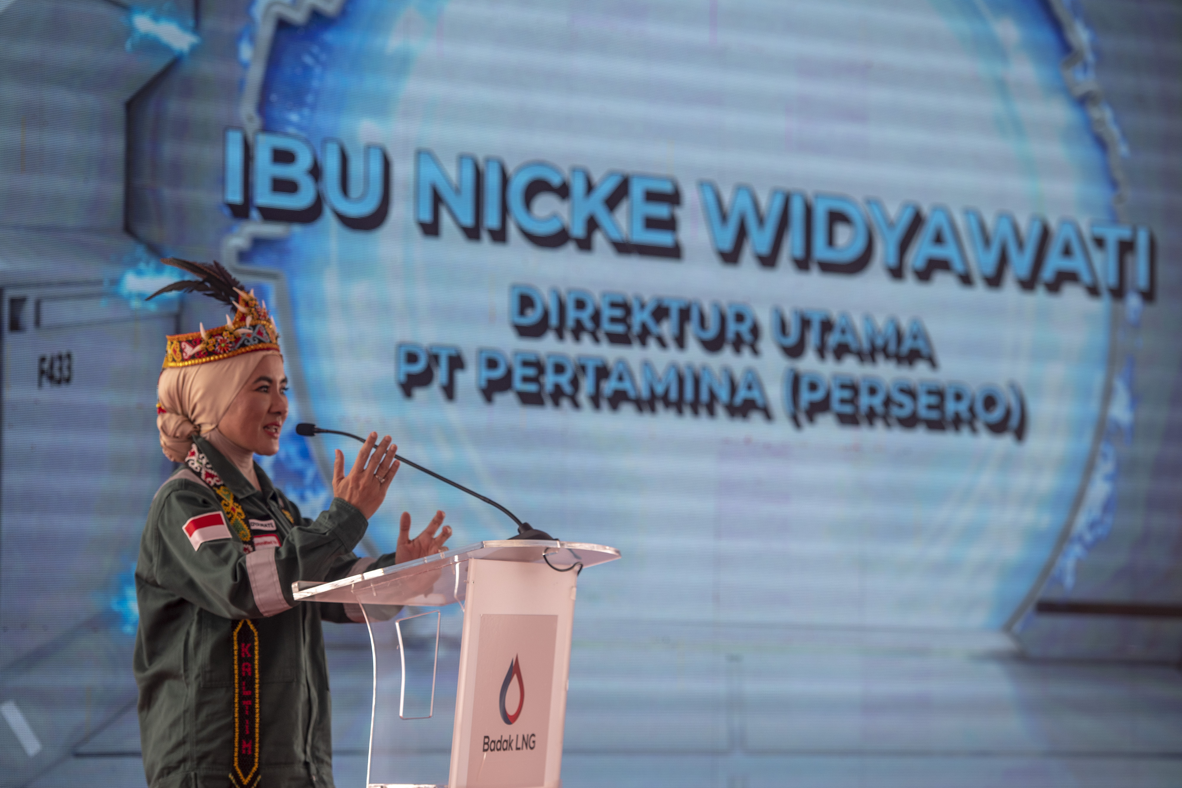 Dirut Pertamina Nicke Widyawati saat menyampaikan paparan.
