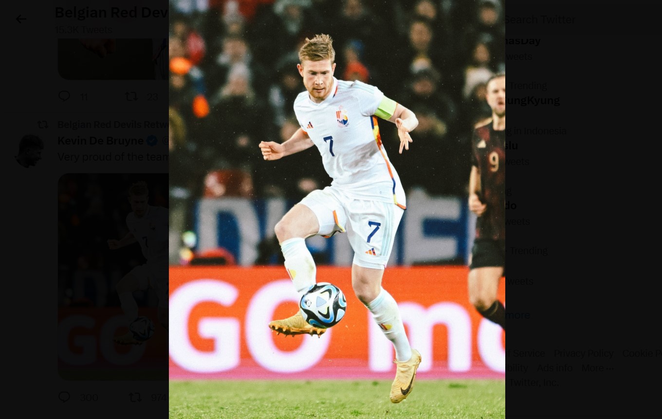 Gelandang timnas Belgia Kevin De Bruyne