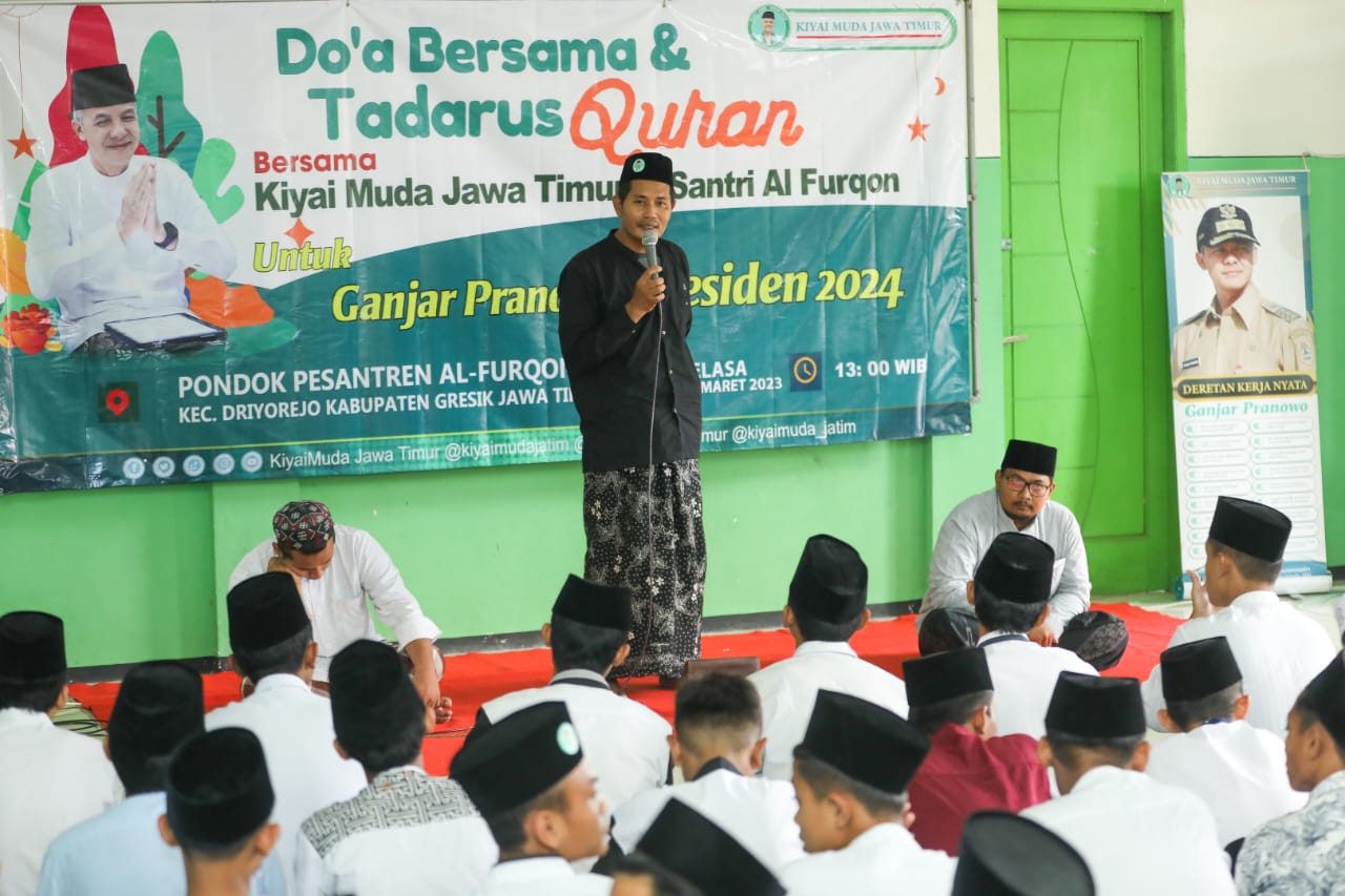 Kiai Muda Dukung Ganjar Jatim mengunjungi Pondok Pesantren (Ponpes) Al-Furqon di Kabupaten Gresik, Jawa Timur.