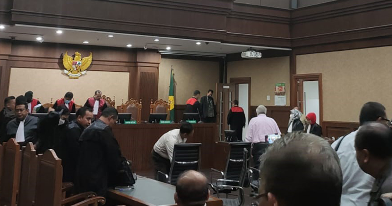  Suasana Pengadilan Tipikor saat sidang kasus korupsi pengadaan satelit kemenhan.