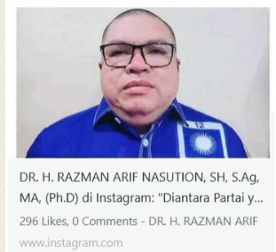 Pengacara Razman Arif Nasution mengenakan seragam Partai Amanat Nasional (PAN) di akun media sosialnya.