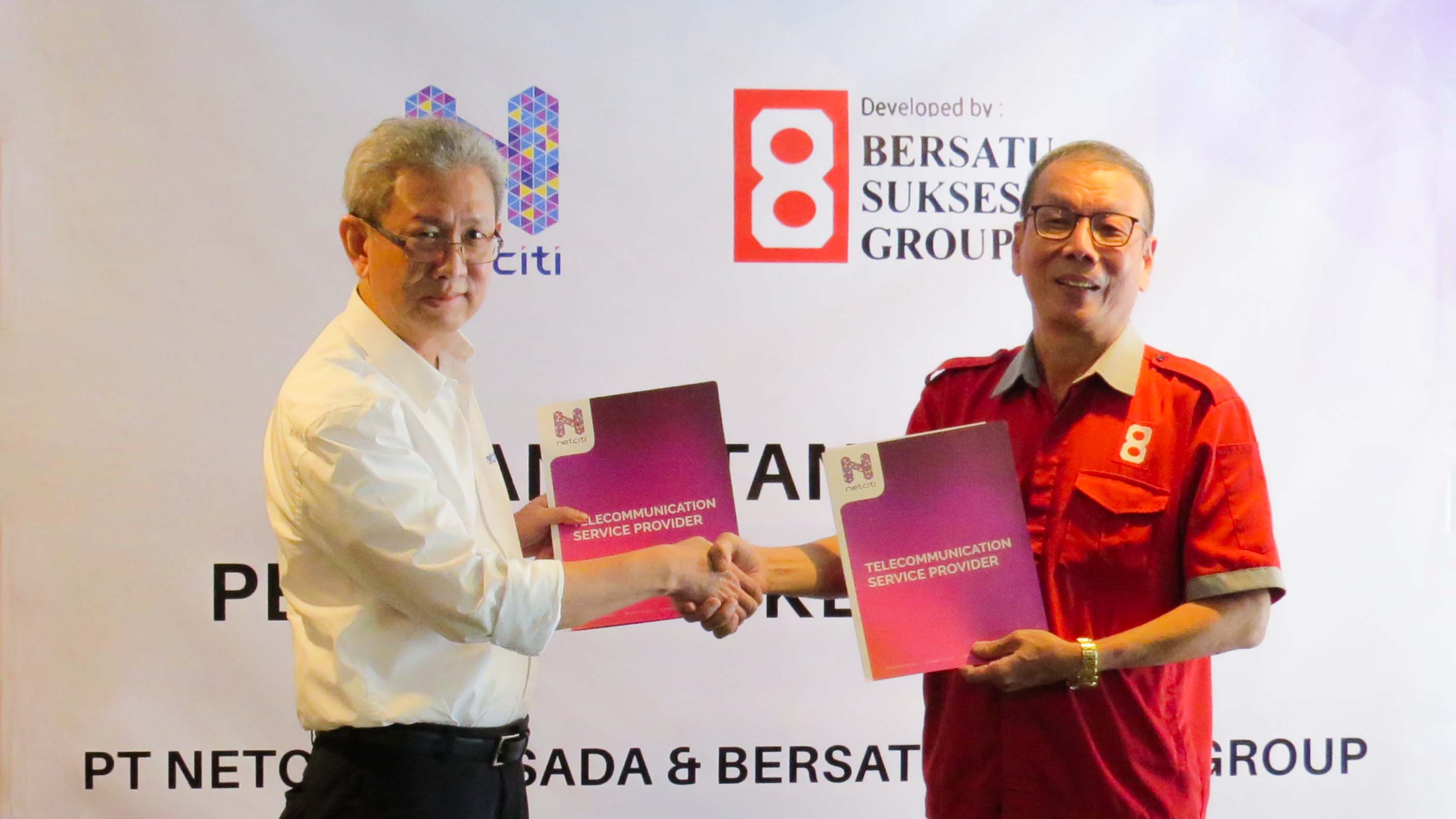 Penandatanganan kerjasama PT Bersatu Sukses Group dengan PT Neticiti Persada untuk menyediakan smart digital cluster, Kamis (16/3/2023)