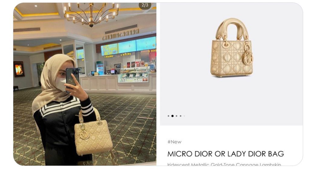 Putri Kabid Ops Lalu Lintas dan Angkutan Jalan Dinas Perhubungan DKI Massdes Arroufy pamer tas Lady Dior Bag seharga kurang lebih Rp60 juta.