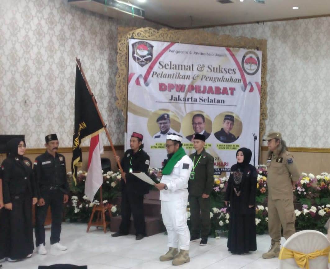 Acara pelantikan para pengurus DPW PEJABAT Jakarta Selatan di kawasan Warung Buncit, Jakarta Selatan, Sabtu (4/3).