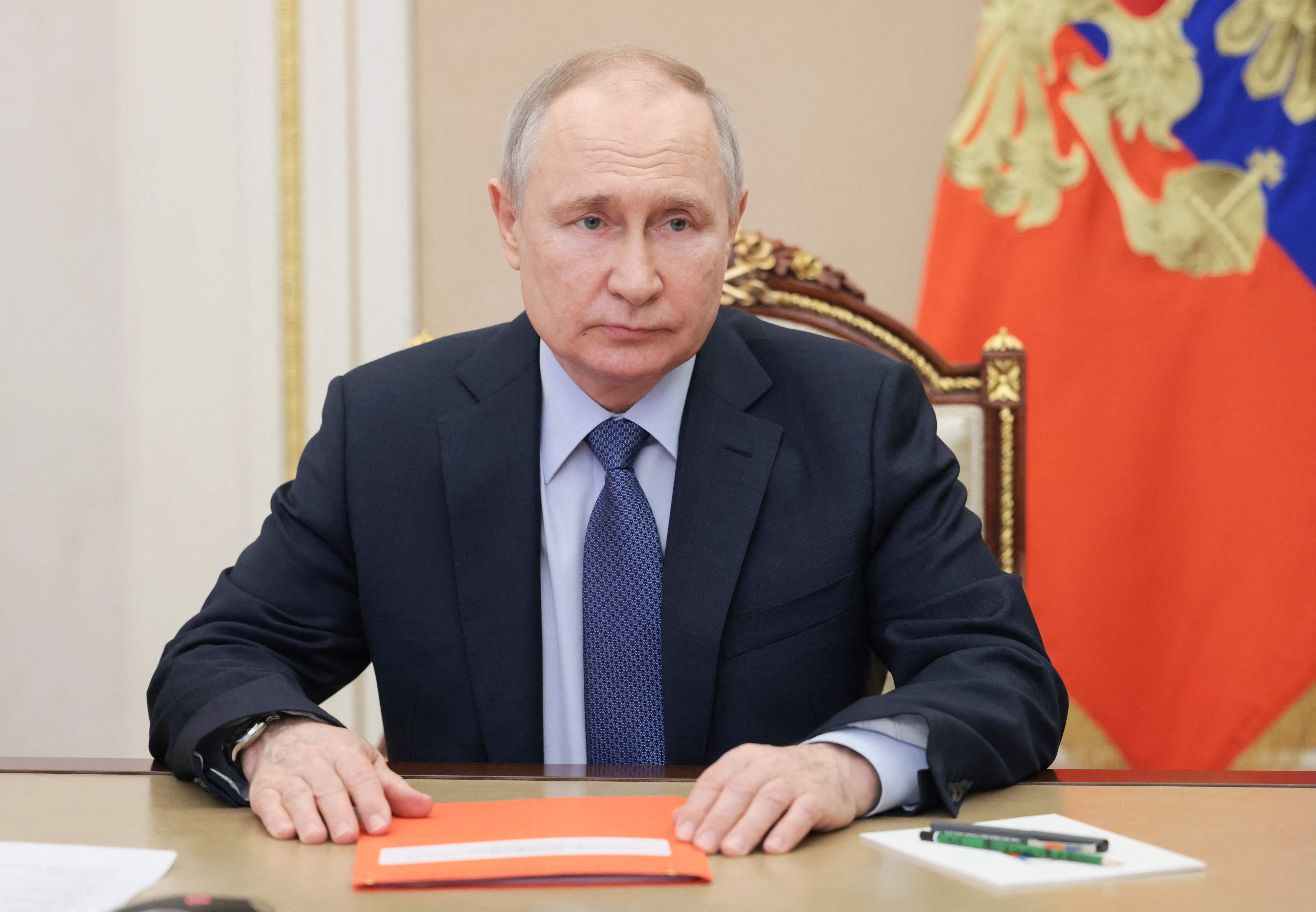 Presiden Rusia Vladimir Putin di Kremlin, Moskow, Jumat (17/3).