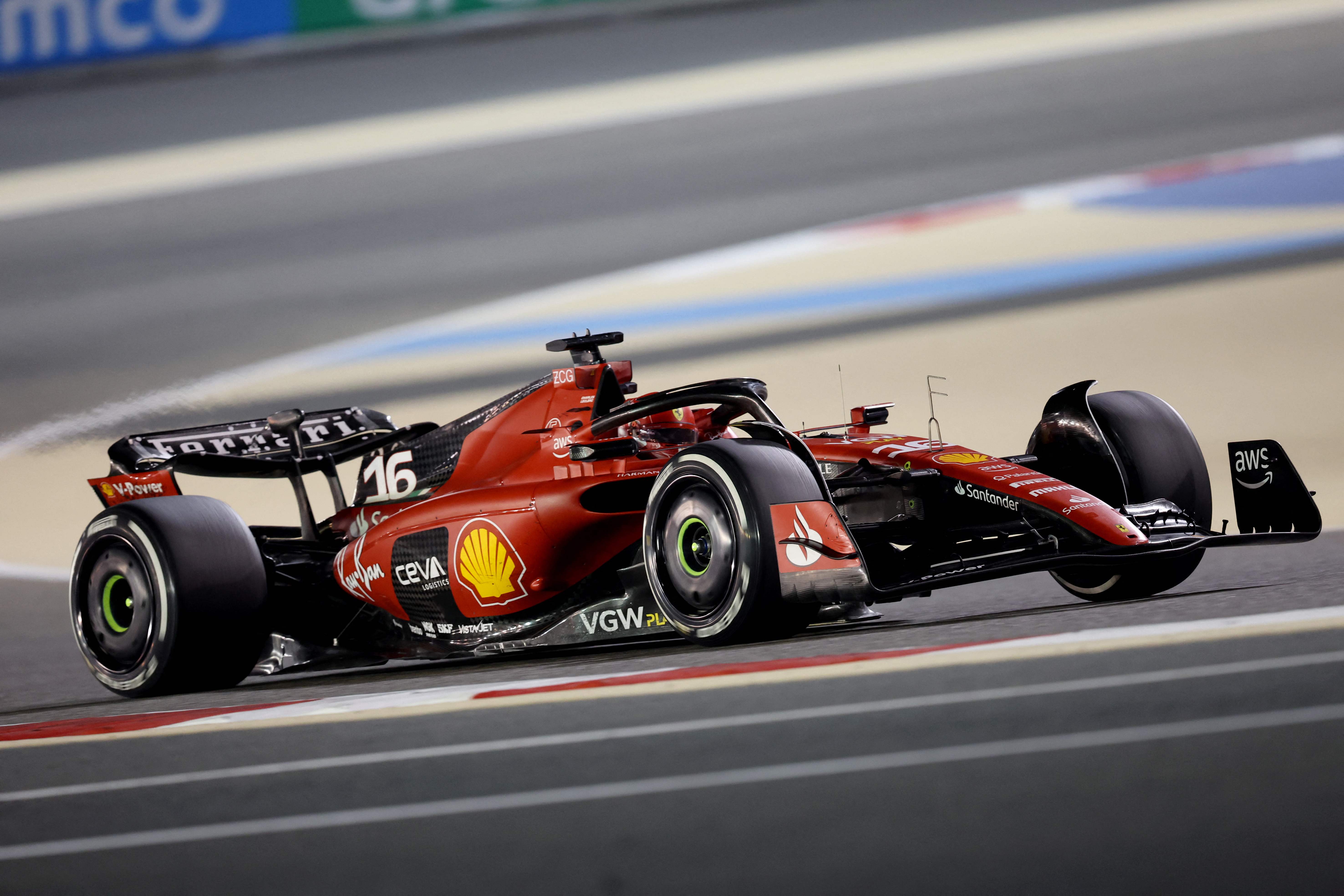 Pembalap Ferrari Charles Leclerc saat beraksi di GP Bahrain.
